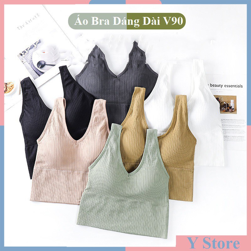 Áo Bra Dáng Dài Gân Tăm Có Mút Ngực Cao Cấp V90