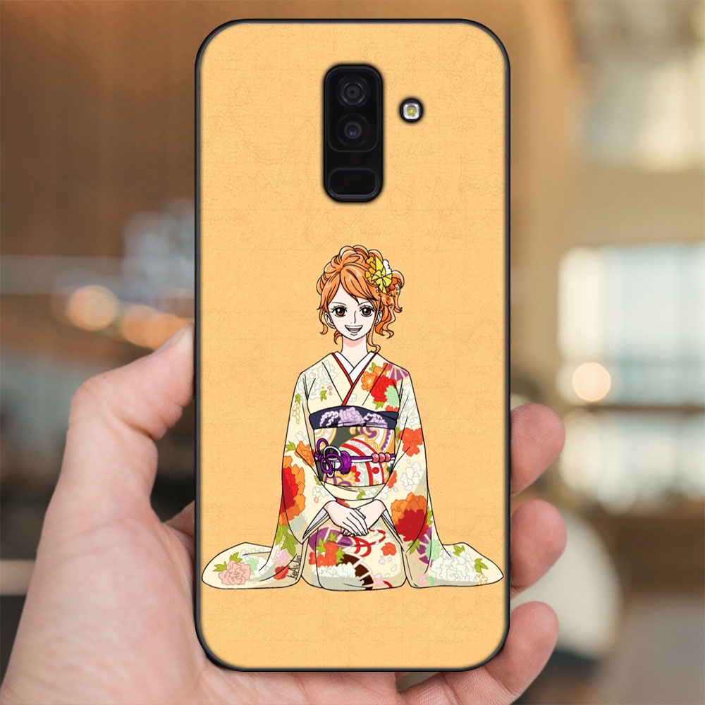 Ốp lưng Samsung A6 Plus viền đen in hình Nami One Piece Đảo Hải Tặc