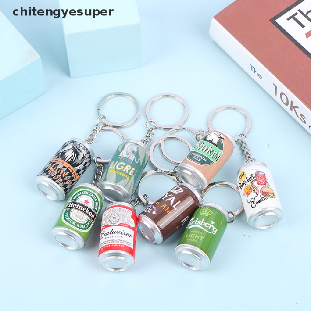 Chitengyesuper Simulation Canned Beer Keychain Boy Men Beer Can Keyring Trinket Couples Cool CGS