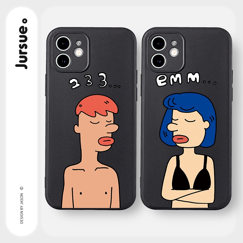 Ốp lưng JURSUE hoạt hình cặp đôi dễ thương đẹp cho iPhone 13 12 11 Pro Max SE 2020 X XR XS ip 8 7 6 6S Plus kute Y208