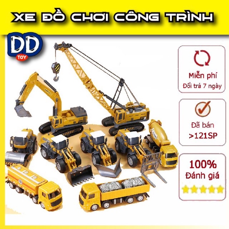Đồ chơi xe ô tô quán tính chạy đà cho bé, xe công trình , xe cứu hỏa đồ chơi cho bé
