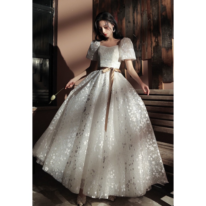 Đầm Phù Dâu Dáng Dài Tay Ngắn Form Ôm Thời Trang