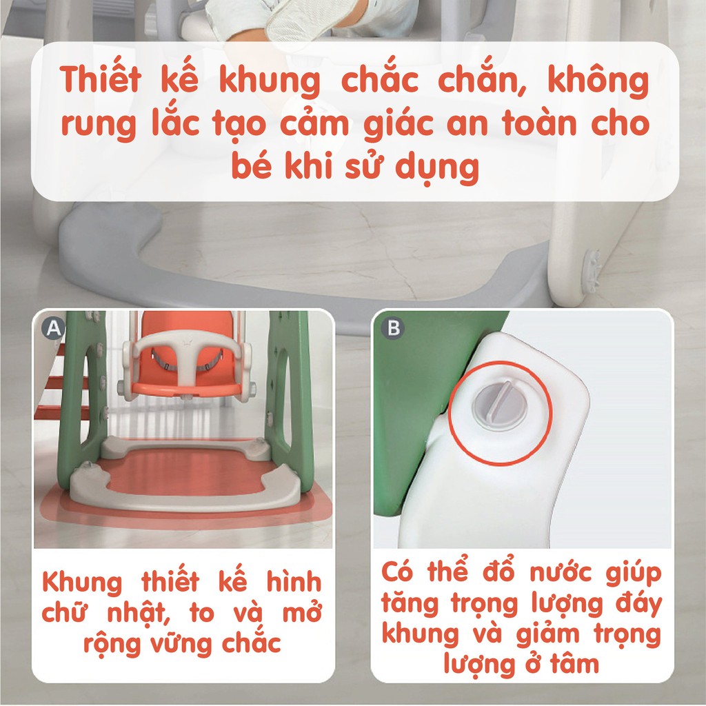 [Fullset] Combo Cầu Trượt Xích Đu 5in1 Holla 2021 cho bé bằng nhựa - Cầu trượt vận động 5 trò chơi