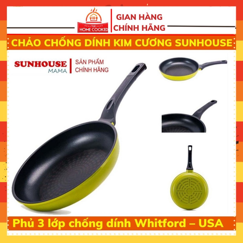 Chảo chống dính⚜️FREESHIP⚜️Chảo đá hoa cương SUNHOUSE CSBK26-28-30cm