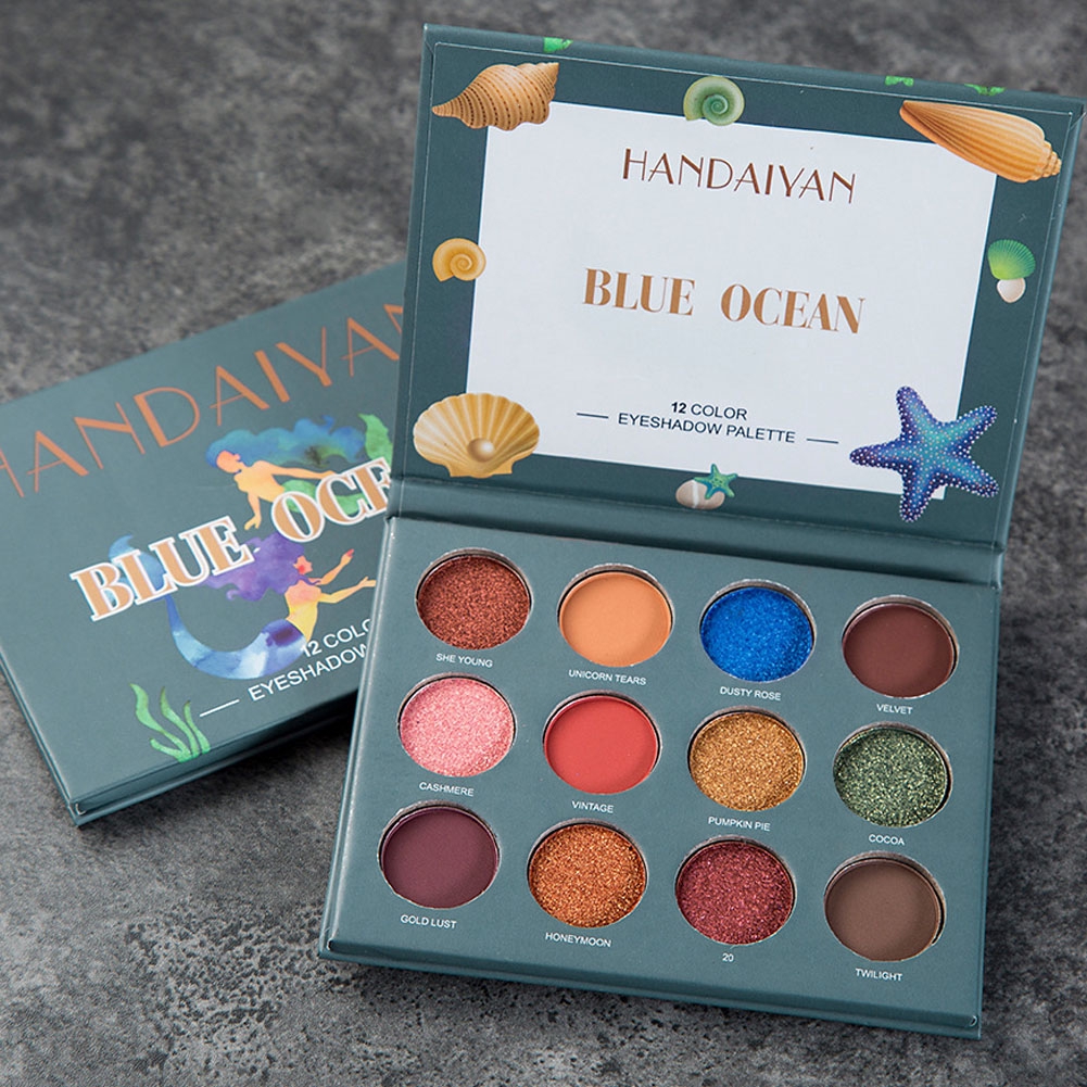 [Hàng mới về] Bảng phấn mắt 12 màu lấp lánh hiệu HANDAIYAN nặng 69g tiện dụng