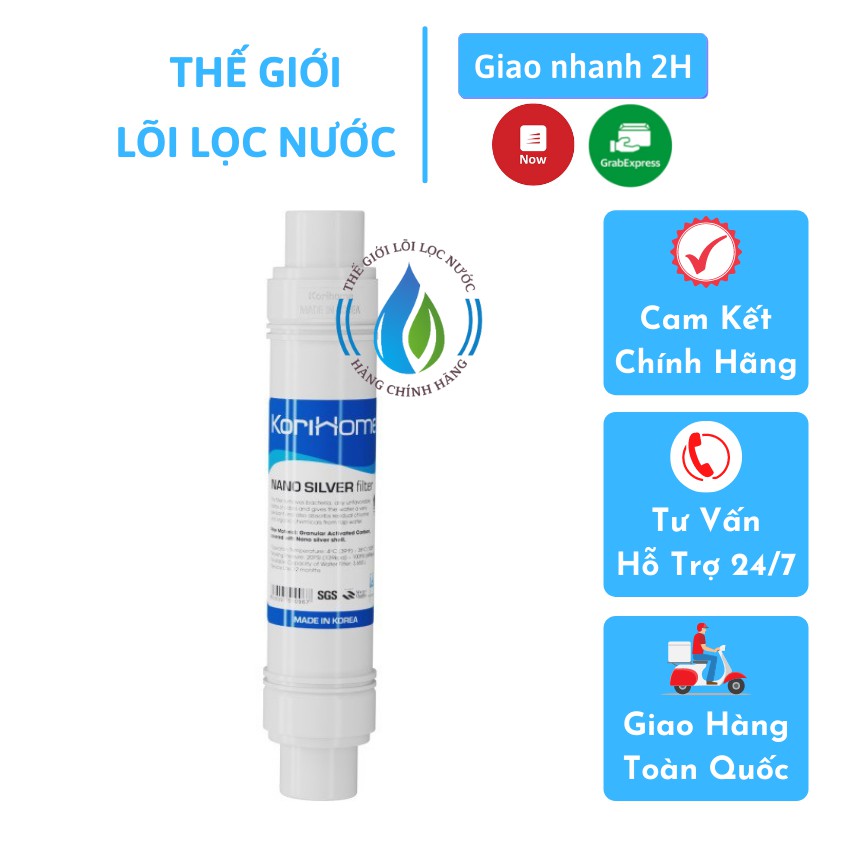 Lõi lọc nước Korihome Nano Silver giúp tiêu diệt vi khuẩn tái sinh, loại bỏ bất kỳ màu trong nước an toàn và hiệu quả