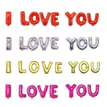 BÓNG I LOVE YOU + TẶNG 2 TRÁI TIM 25CM ĐỎ