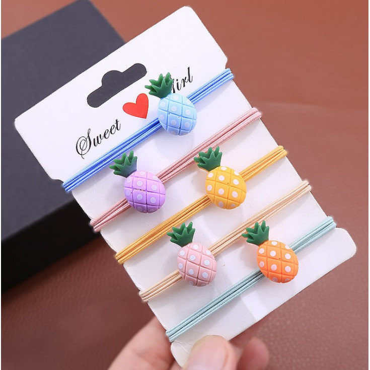 Combo 10 - Dây Thun Cột Tóc Thiết Kế Hình Trái Thơm Màu Kẹo Dễ Thương Cho Bé Gái