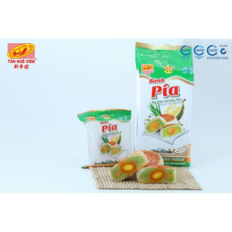 Bánh Pía Lá Dứa Sầu Riêng Trứng Muối Tân Huê Viên - Túi 400g(4 Cái) - Đặc Sản Sóc Trăng