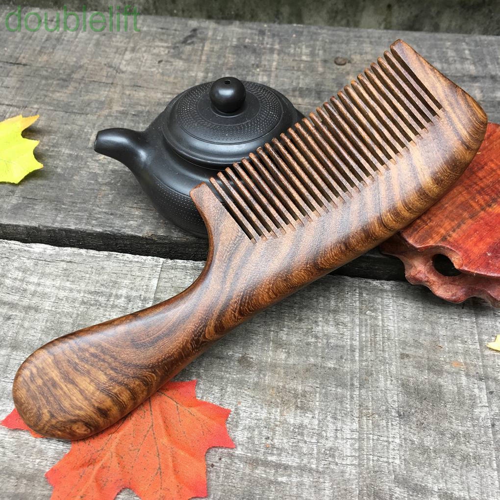 [Hàng mới về] Lược cán gỗ đàn hương chống tĩnh điện răng hẹp dành cho nam và nữ dùng khi ở nhà và khi đi du lịch