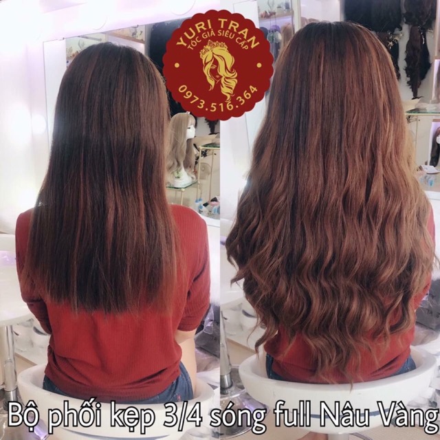 [Kẹp chữ U] Tóc giả chính hãng Yuritran (Kẹp chữ U sóng full ba màu)