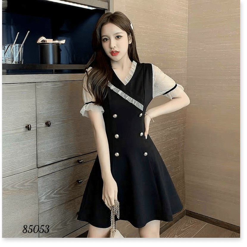 ĐẦM XOE NỮ  KÊT NÚT CAO CẤP PHỐI TAY LƯỚI ĐẲNG CẤP QUÝ CÔ