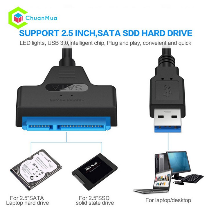 Cáp Sata 3.0 kết nối ổ cứng ngoài chuyển đổi USB 3.0 sang SSD HDD SATA 2.5 inch