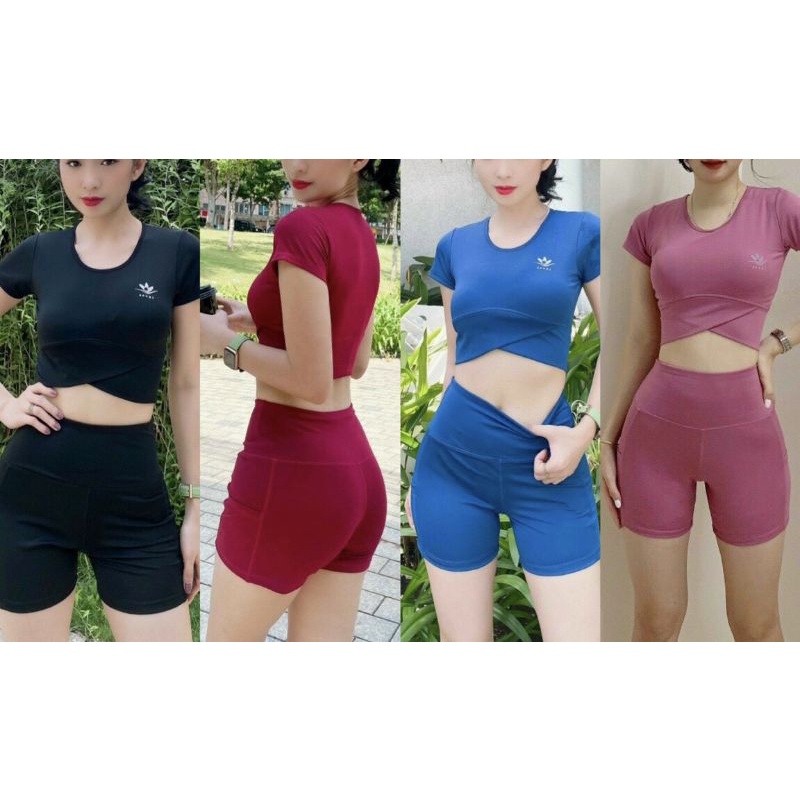 Sét bộ đồ tập gym yoga nữ mới ( có túi )