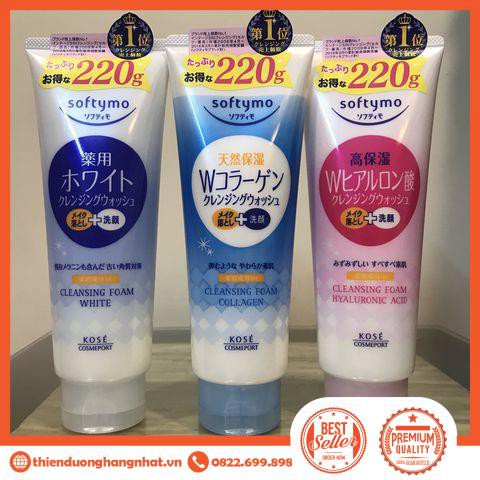 [Hàng Nhật Nội Địa] Sữa Rửa Mặt KOSE Softymo Nội Địa Nhật | SRM KOSE Collagen, White, Hyaluronic Acid 220g
