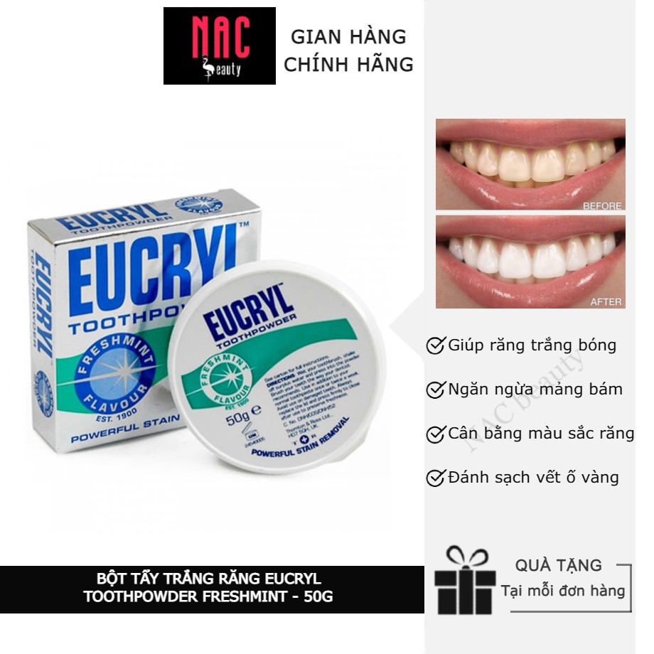 Bột Tẩy Trắng Răng Eucryl Toothpowder Freshmint 50g