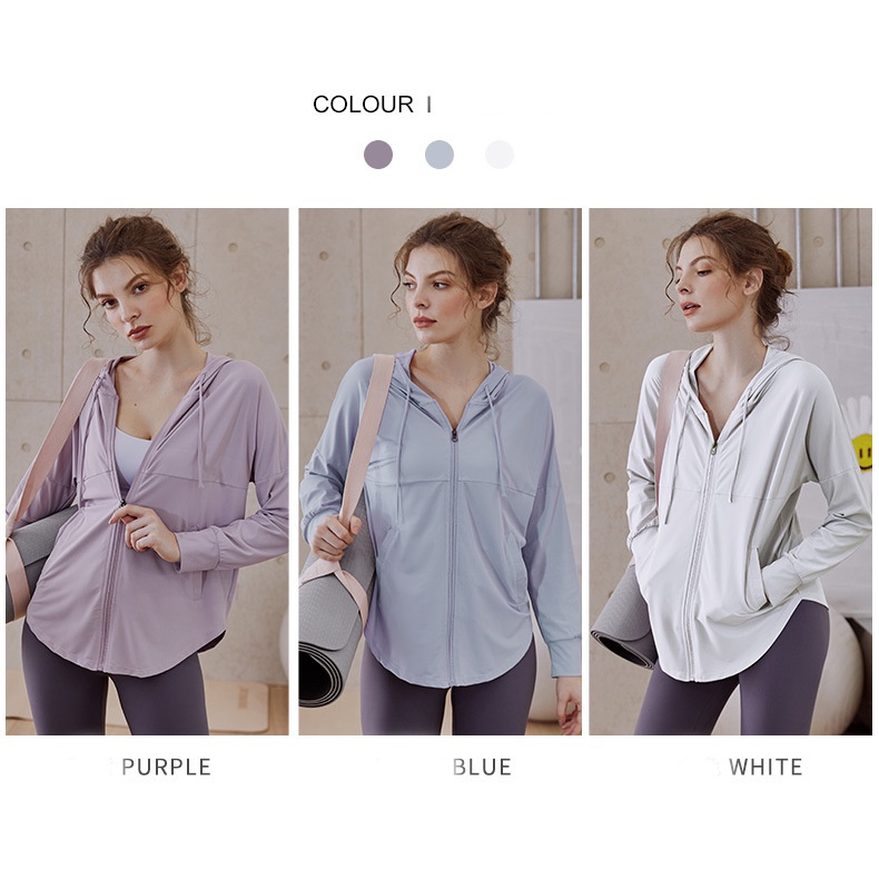 Áo khoác thể thao tay dài có mũ trùm đầu dáng rộng dành cho nữ