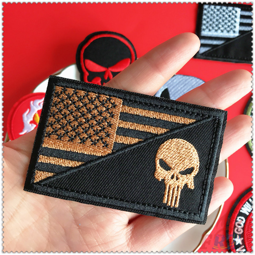 Miếng Vá Vải Dạng Ủi Thêu Trang Trí Đầu Lâu Cá Tính Phong Cách Hip Hop