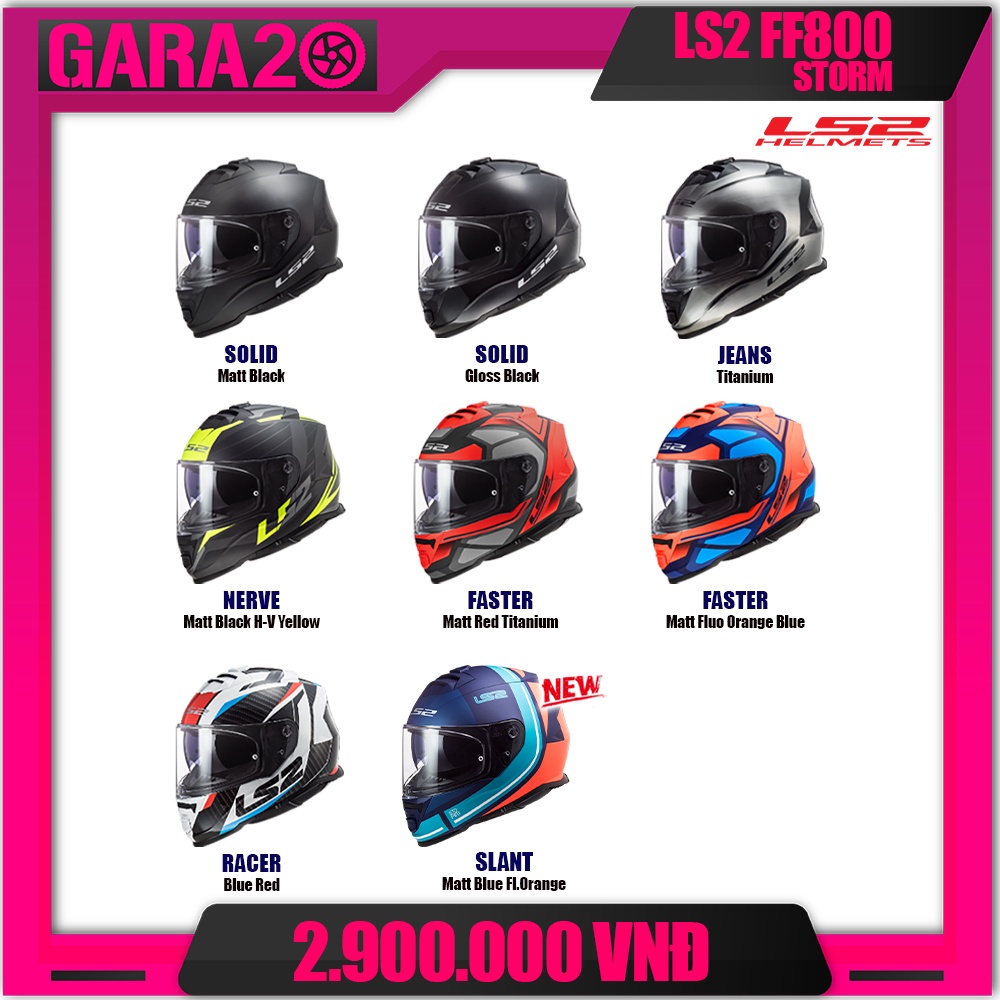 MŨ BẢO HIỂM FULLFACE LS2 FF800 STORM - (TẶNG KÈM PINLOCK CHÍNH HÃNG LS2) - GARA20