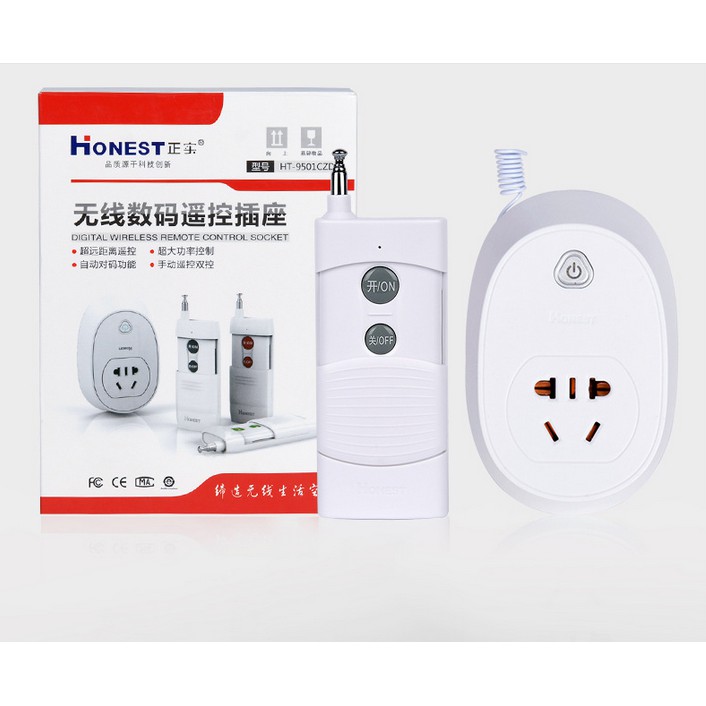 [MỚI 2019-CÓ CHỨC NĂNG HỌC LỆNH]Ổ cắm điều khiển từ xa 1KM Honest 30A/220V HT9501,công tắc điều khiển từ xa