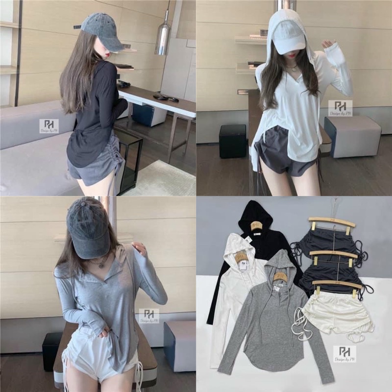 SET ÁO TAY DÀI CÓ NÓN QUẦN RÚT DÂY