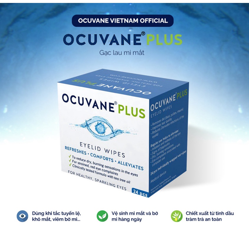 Gạc Lau Mi Mắt OCUVANE® PLUS[ Hungary ] không gây kích ứng,an toàn cho mọi đối tượng