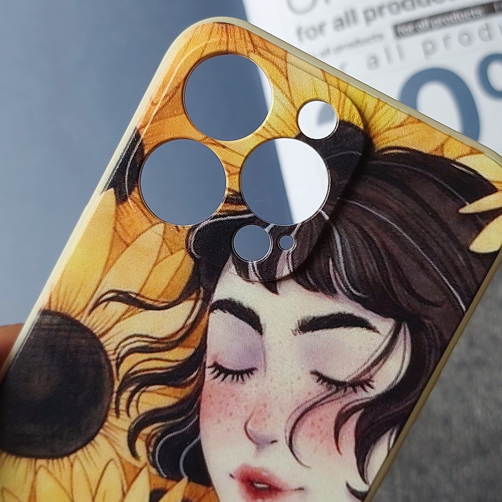 Ốp lưng Iphone viền vuông cô gái hướng dương 7plus/8/8plus/x/xr/xs/11/12/13/pro/max/plus/promax - Tomax Case