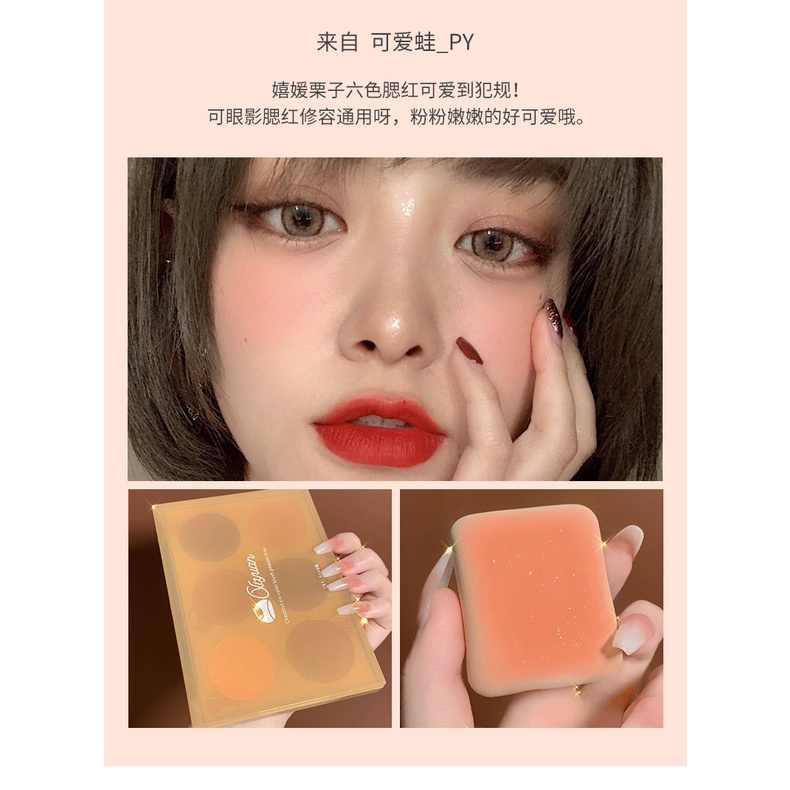 Bảng Phấn Má Hồng 6 Màu Đánh Khối Bắt Sáng Bền Màu Lâu Trôi