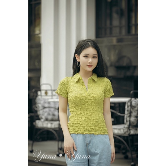 Áo polo  body YUNA chất liệu xốp nhăn co dãn bốn chiều siêu hách dáng, thời trang nữ YUNA_A001