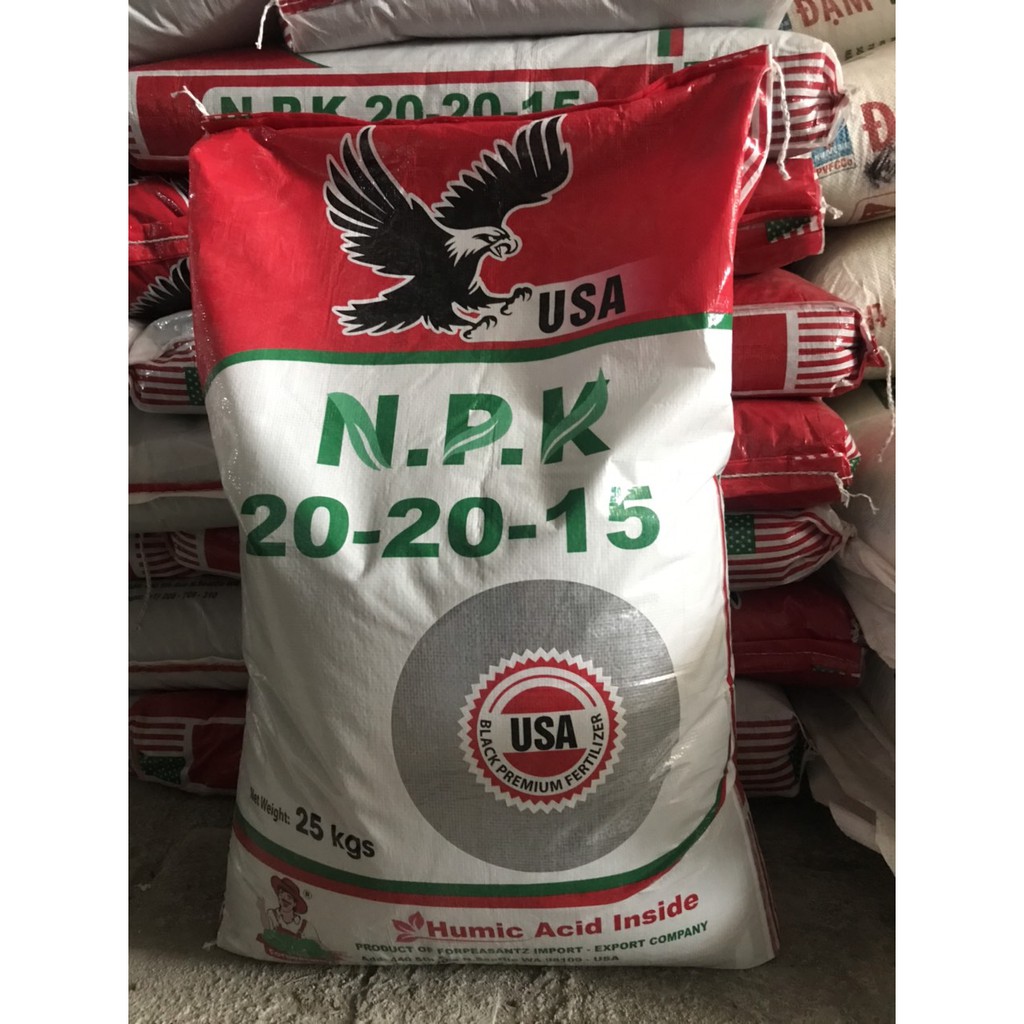 Phân bón NPK 20-20-15 + Humic (Nhập khẩu Mỹ) Túi 1kg