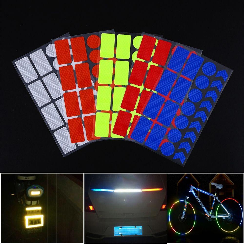 MUVAKO 2 Styles Bike Reflective Stickers Fluorescent Wheel Rim Sticker Motorcycle Bicycle Reflector Waterproof Security Cycling Accessories Night Safty Warning Film Decal Tape/Multicolor