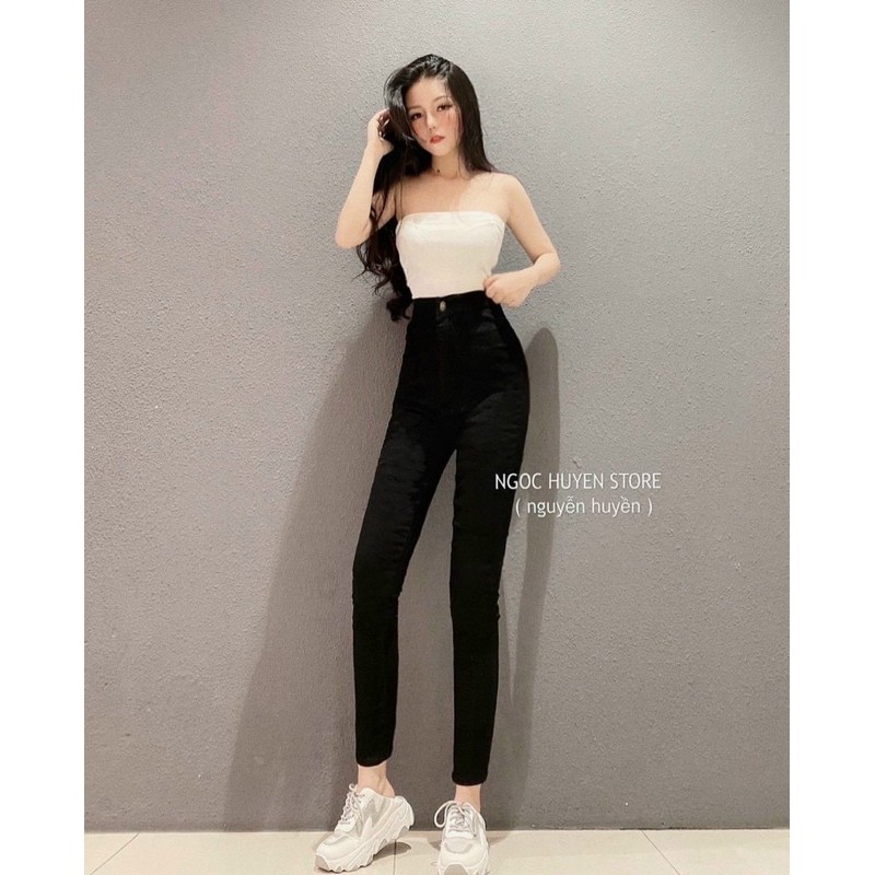 Quần jeans nữ lưng cao trơn ôm body lưng siêu cao | BigBuy360 - bigbuy360.vn