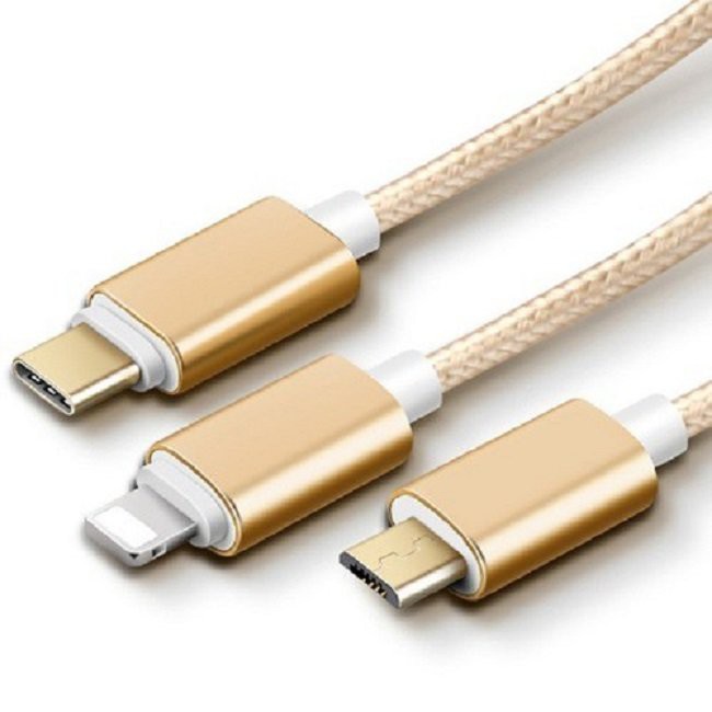 [SẠC NHANH] Dây Cáp Sạc Đa Năng 3 đầu - Lightning - Micro USB - Type C - Chống Đứt - Cáp sạc Iphone - Samsung Oppo