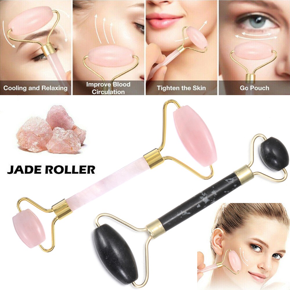 [Hàng mới về] Thanh lăn massage mặt/cổ bằng đá ngọc bích tiện dụng