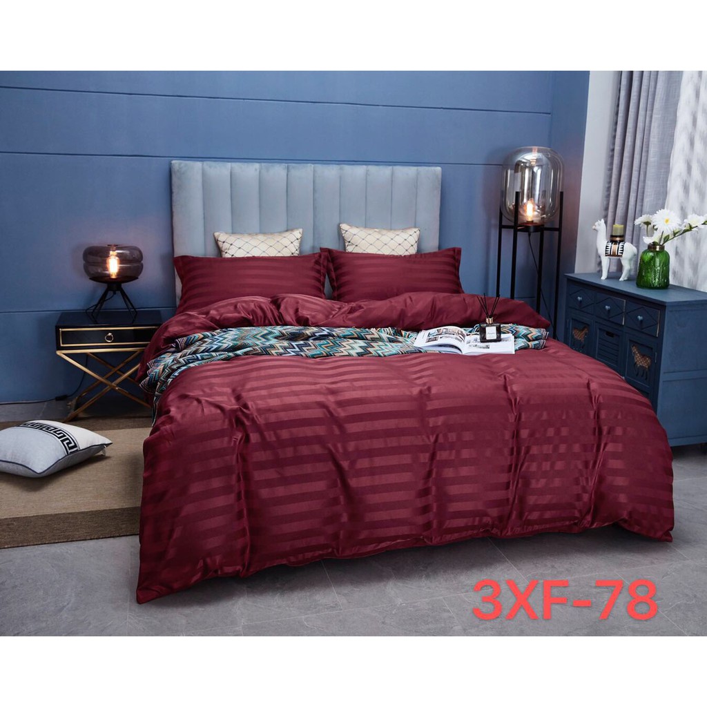 Bộ chăn ga Cotton sọc 3f M2T bedding chăn ga Hàn Quốc đủ màu đủ size miễn phí bo chun