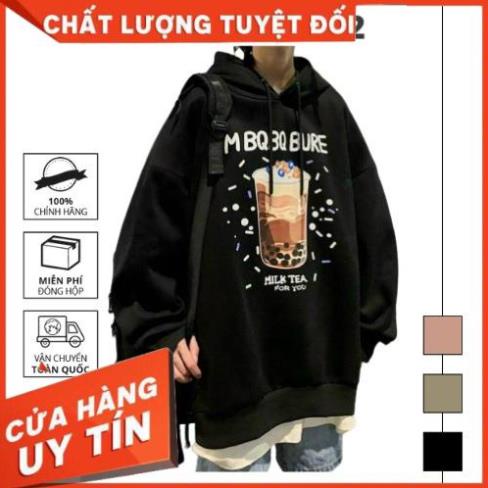 Áo hoodie nam nữ unisex in hình ly trà sữa, chất vải nỉ dày mịn, nón 2 lớp. áo hoodie tay dài dáng rộng  K031