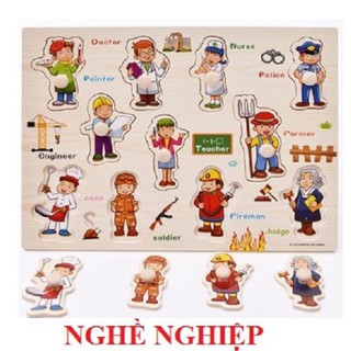 Bảng gỗ có núm chủ đề nghề nghiệp