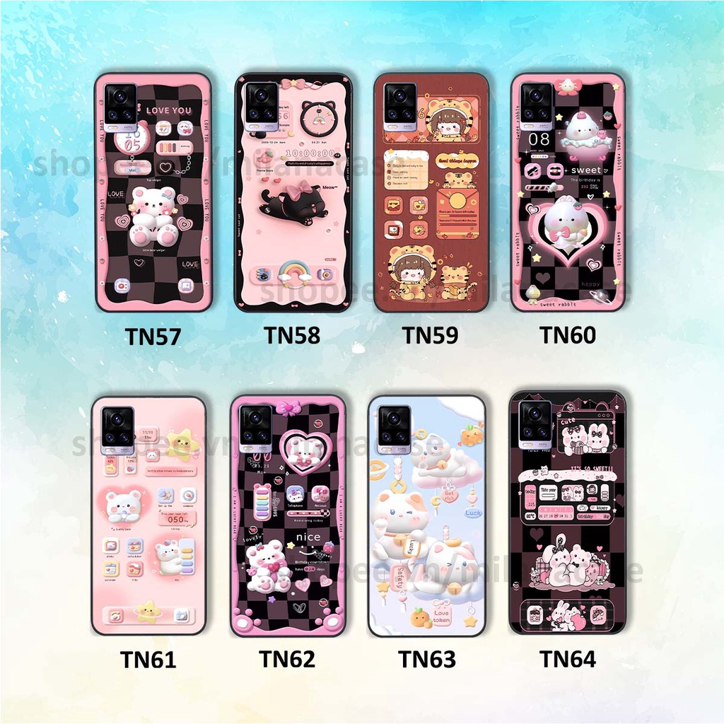 Ốp Vivo V20 hình đồng hồ icon gấu mèo cute cực dễ thương ngộ nghĩnh
