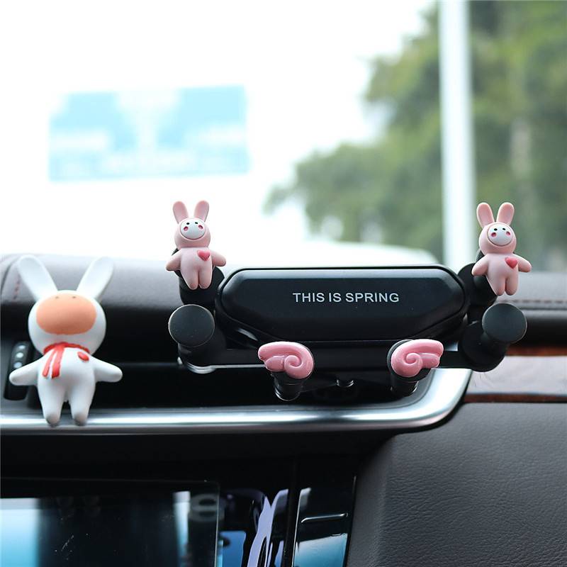 Giá Đỡ Điện Thoại Trọng Lực Cài Cửa Gió Ô Tô Gắn Thỏ Dễ Thương