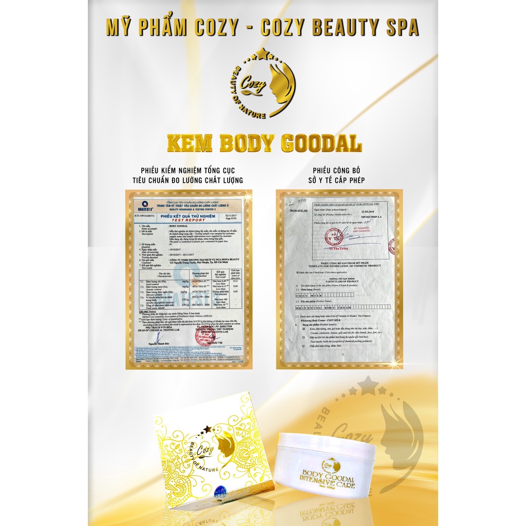 KEM BODY GOODAL nhà COZY tặng 1 set tắm trắng Cozy