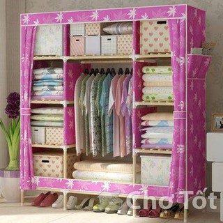 Tủ Vải Khung Gỗ 3 Buồng 8 Ngăn hàng loại 1