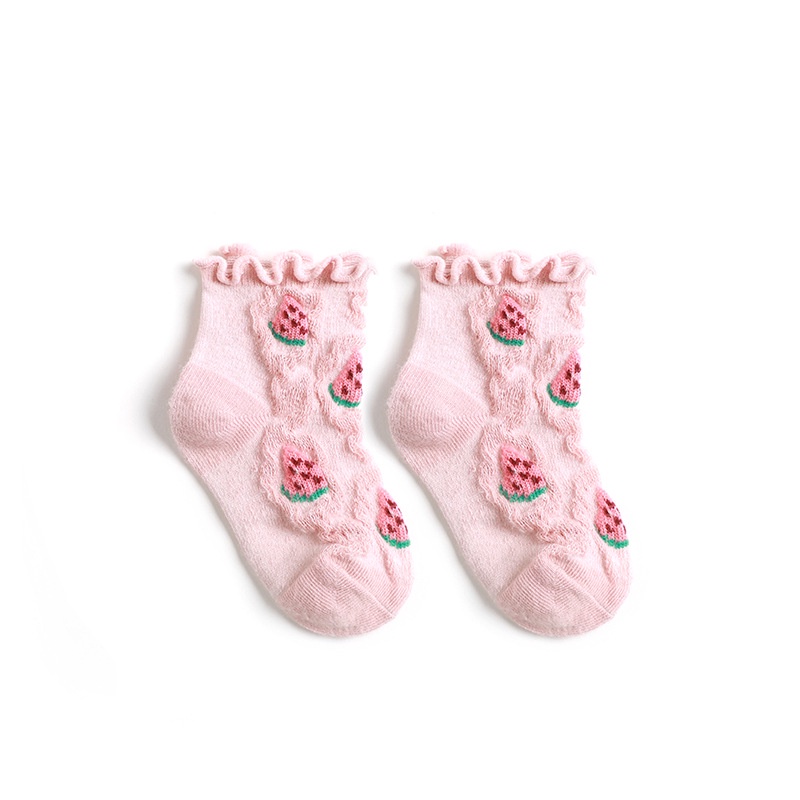 Vớ Cotton Cổ Ngắn Mềm Mại Thoáng Khí In Họa Tiết Trái Cây Dễ Thương Thời Trang Mùa Hè Cho Bé Gái 0