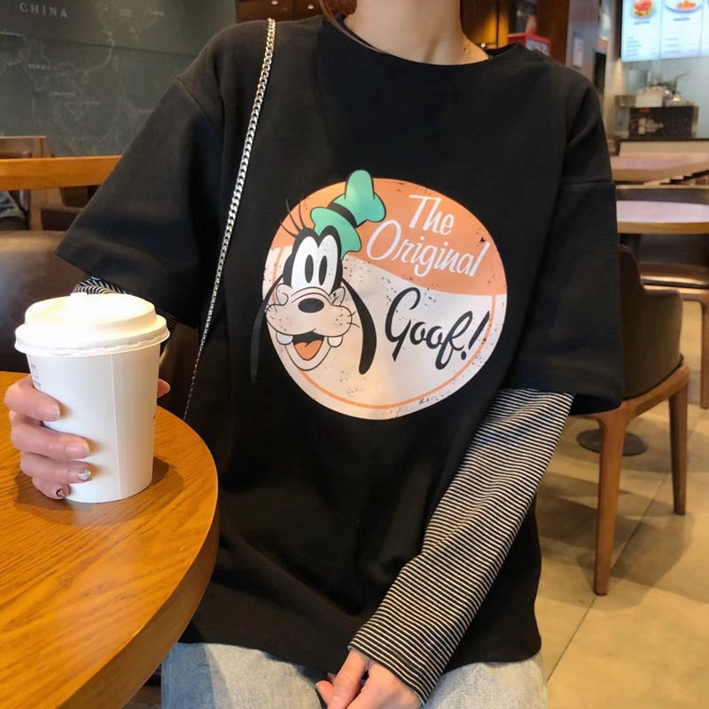 Áo thun dài tay giả hai lớp phong cách Hàn Quốc năng động trẻ trung