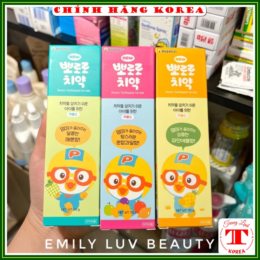 Kem đánh răng cho bé Pororo, tuýp 90gr - Kem đánh răng trẻ em - Thơm miệng, chống sâu răng, giúp răng chắc khỏe
