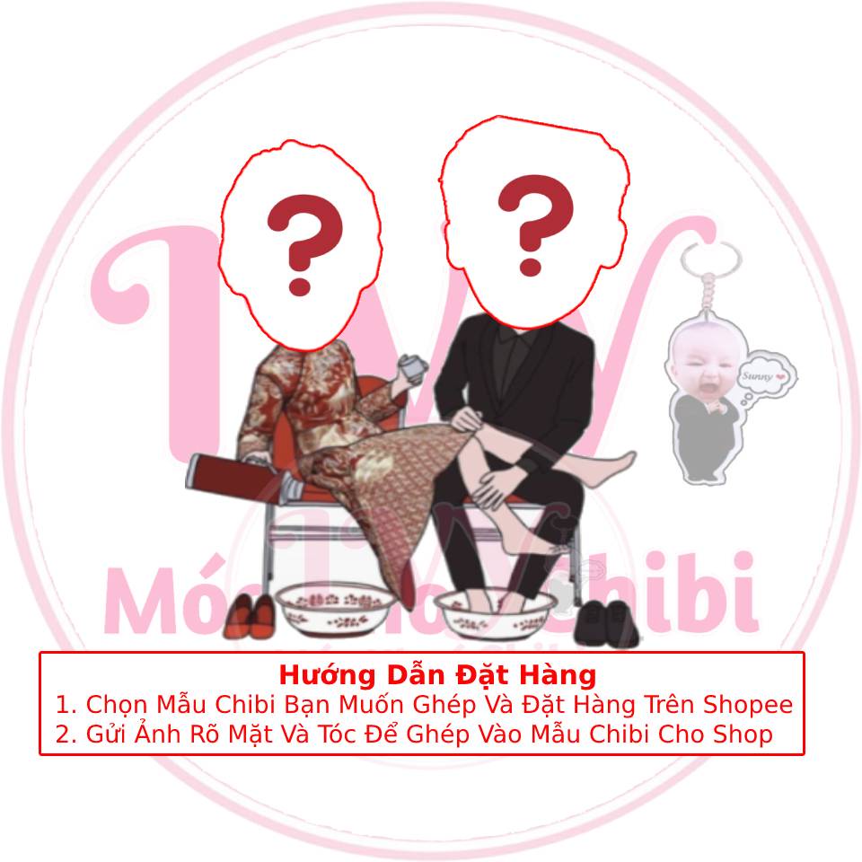 Móc Khóa Cặp Đôi Ghép Mặt Vào Chibi Theo Yêu Cầu, Quà Lưu Niệm, Móc Khoá Treo Xe ô tô, xe máy, balo