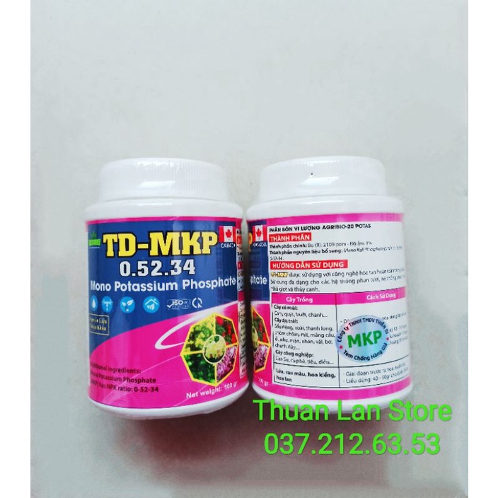 Set 2hũ Phân Bón TD MKP 0-52-34 Tạo Mầm Hoa, Xử Lí Ra Hoa Nghịch Mùa hũ 100g
