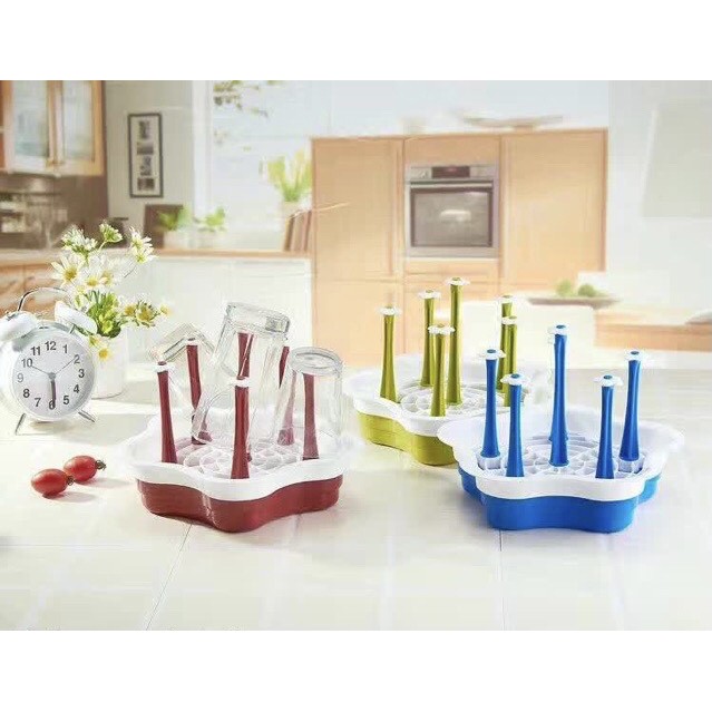 Úp ly, Cốc chống đổ 6 cốc - 8 cốc có thể tháo rời tiện lợi, Khay úp cốc hình bông mai xinh xắn - MS6218