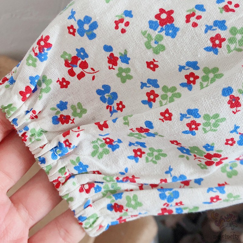 Đầm Xòe Tay Phồng In Hoa Cho Bé