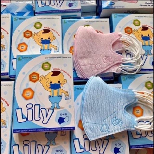 Hộp 10 khẩu trang cho bé lily hoặc duy quân khẩu trang y tế kháng khuẩn