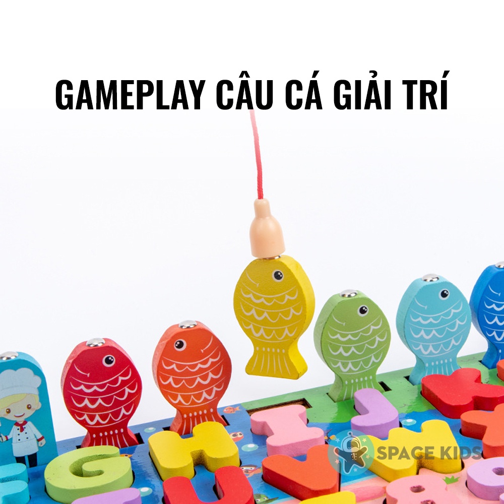 Đồ chơi gỗ thông minh Bảng chữ cái TIẾNG VIỆT câu cá gỗ 7 in 1, đồ chơi giáo dục montessori phát triển trí tuệ